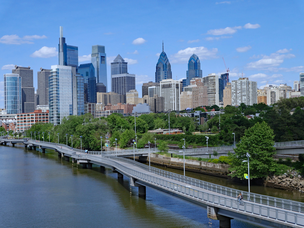 Philadelphia,Skyline,In,2019,With,Recreational,Boardwalk,Along,The,Schuylkill